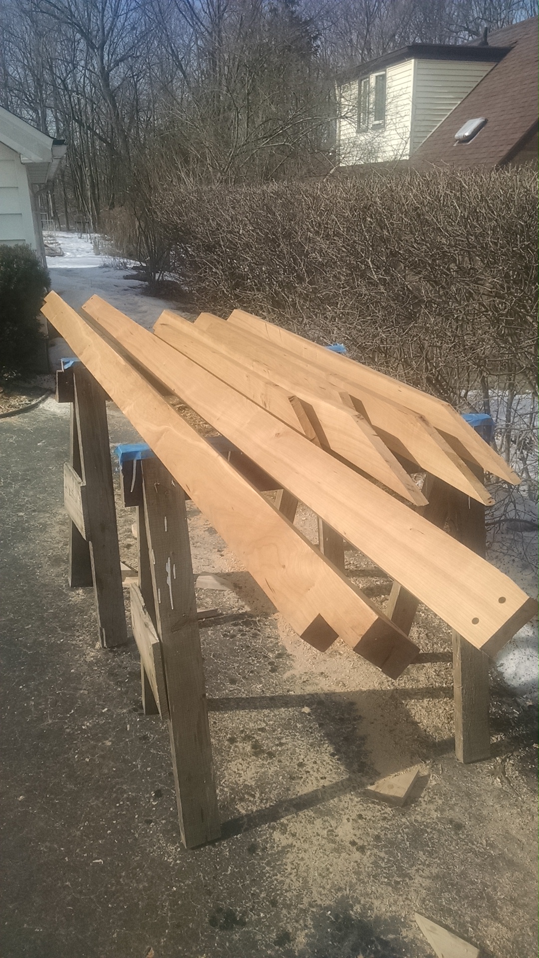 here are the loft beams and collar ties drying after a danish oil application