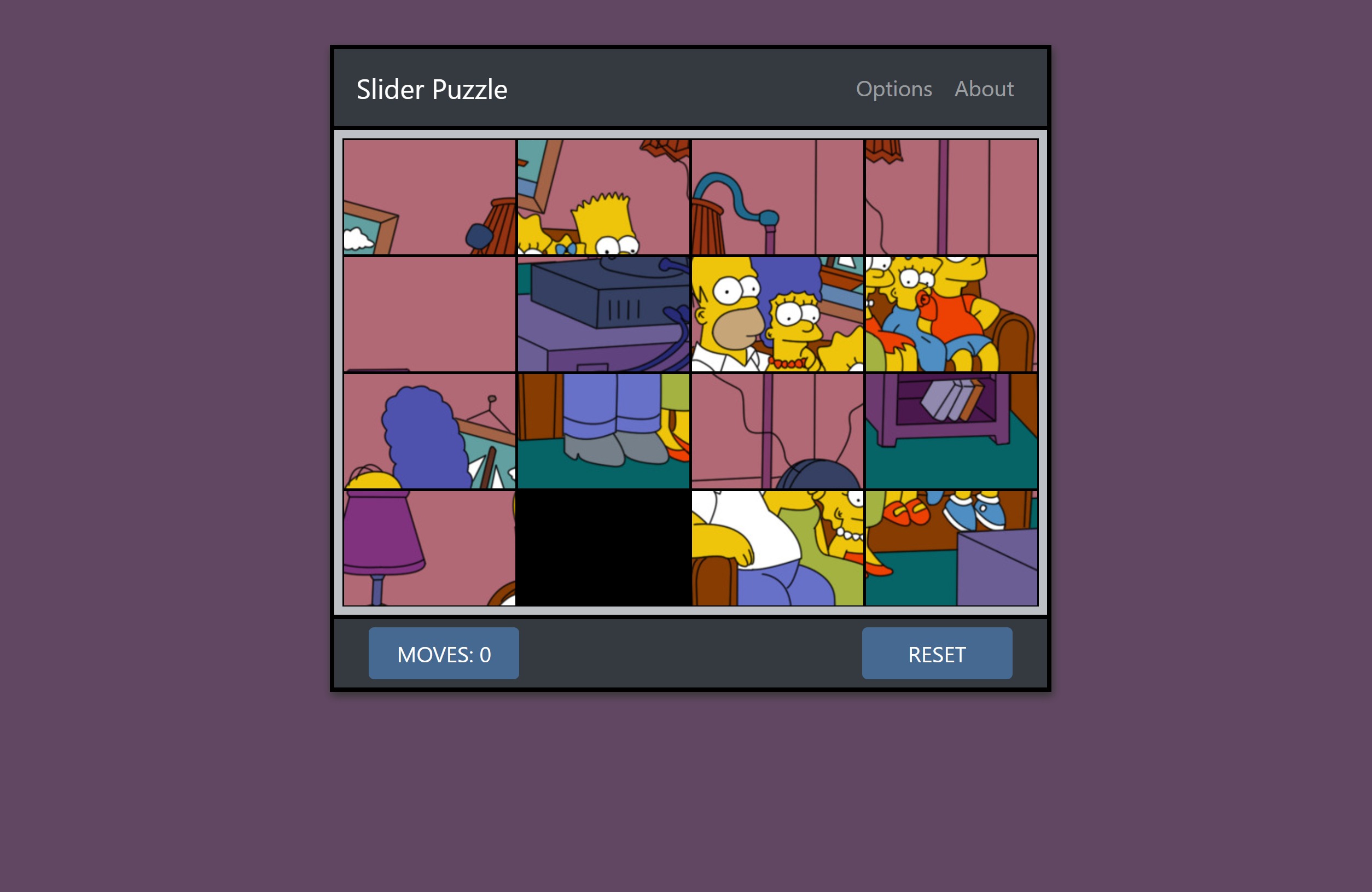 screenshot of sliding puzzle game I wrote